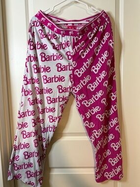 Barbie Two-Tone Pink & White Logo Pajama Pants